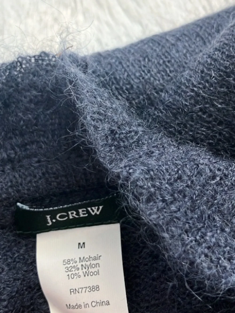 NWOT J. Crew Blue Ruffled Mohair Cardigan, Size Medium
